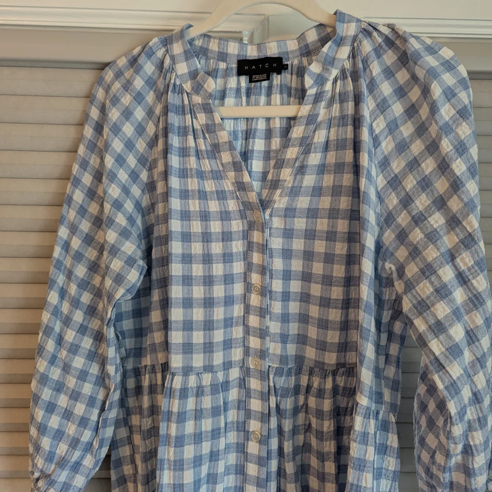 Hatch Blue and White Long Sleeve Gingham Dress - Picture 2 of 3